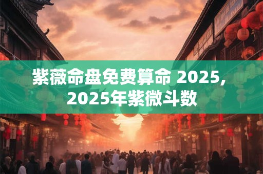紫薇命盘免费算命 2025, 2025年紫微斗数