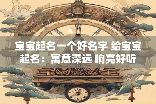宝宝起名一个好名字 给宝宝起名：寓意深远 响亮好听