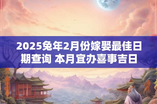 2025兔年2月份嫁娶最佳日期查询 本月宜办喜事吉日