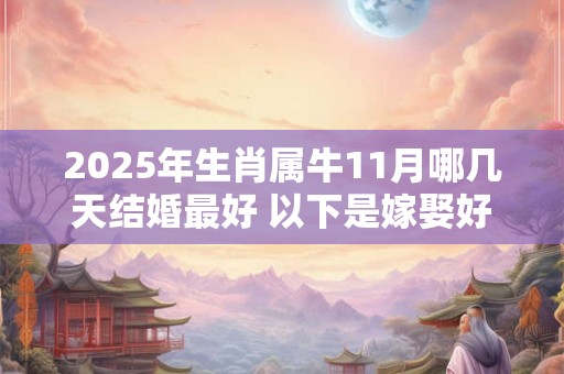 2025年生肖属牛11月哪几天结婚最好 以下是嫁娶好日子