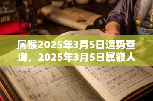 属猴2025年3月5日运势查询，2025年3月5日属猴人运势好吗？
