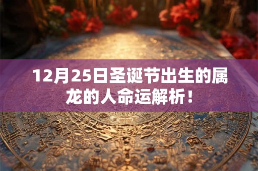 12月25日圣诞节出生的属龙的人命运解析! 12月25日圣诞节出生的属龙的人命运解析!