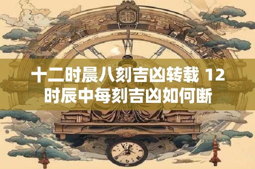 十二时晨八刻吉凶转载 12时辰中每刻吉凶如何断