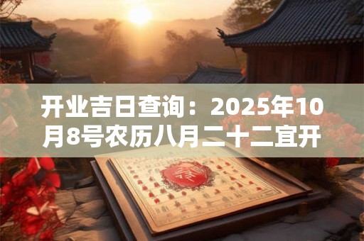 开业吉日查询：2025年10月8号农历八月二十二宜开业吗