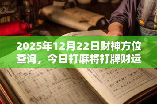 2025年12月22日财神方位查询，今日打麻将打牌财运方位