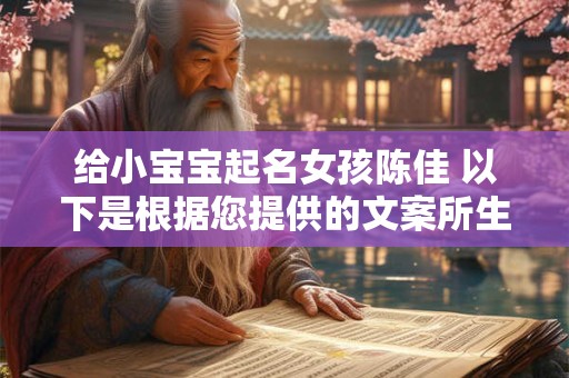 给小宝宝起名女孩陈佳 以下是根据您提供的文案所生成的