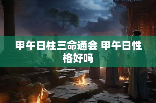 甲午日柱三命通会 甲午日性格好吗