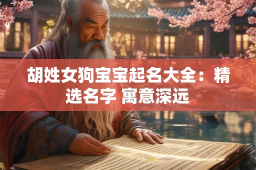 胡姓女狗宝宝起名大全：精选名字 寓意深远