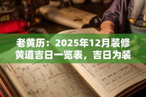 老黄历：2025年12月装修黄道吉日一览表，吉日为装修助好运