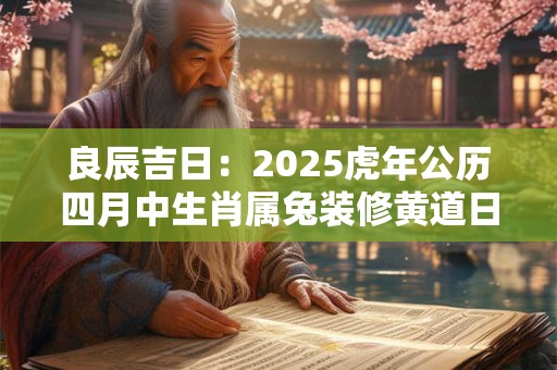 良辰吉日：2025虎年公历四月中生肖属兔装修黄道日子一览表