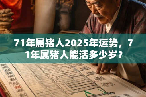 71年属猪人2026年运势,71年属猪人能活多少岁? 71年属猪人2026年运势,71年属猪人能活多少岁?