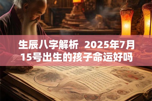 生辰八字解析  2025年7月15号出生的孩子命运好吗