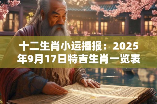十二生肖小运播报：2025年9月17日特吉生肖一览表