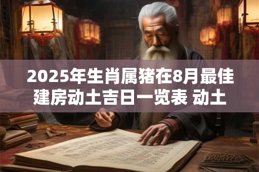2025年生肖属猪在8月最佳建房动土吉日一览表 动土好时机