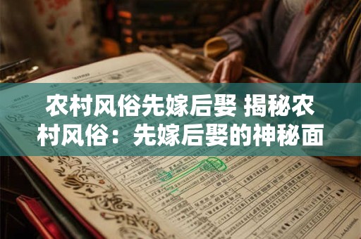 农村风俗先嫁后娶 揭秘农村风俗：先嫁后娶的神秘面纱