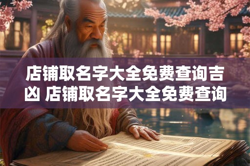 店铺取名字大全免费查询吉凶 店铺取名字大全免费查询