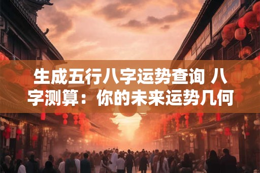 生成五行八字运势查询 八字测算：你的未来运势几何