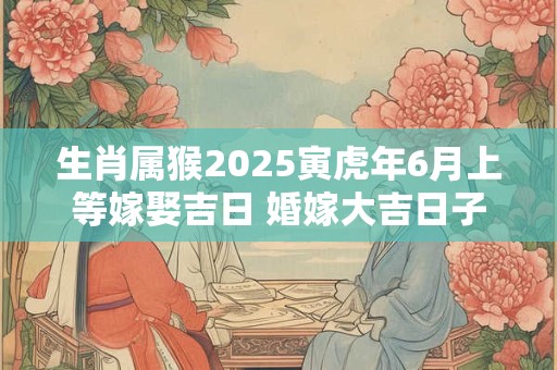 生肖属猴2025寅虎年6月上等嫁娶吉日 婚嫁大吉日子
