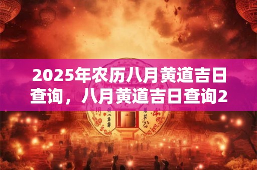 2025年农历八月黄道吉日查询，八月黄道吉日查询2025年