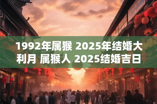 1992年属猴 2025年结婚大利月 属猴人 2025结婚吉日