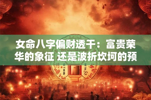 女命八字偏财透干：富贵荣华的象征 还是波折坎坷的预兆