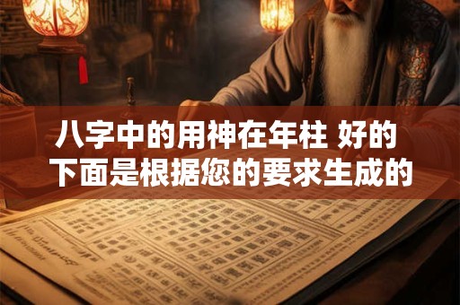 八字中的用神在年柱 好的 下面是根据您的要求生成的内容