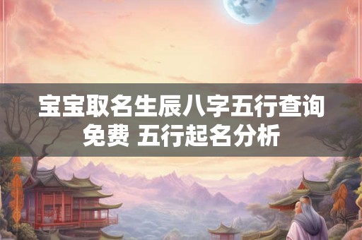 宝宝取名生辰八字五行查询免费 五行起名分析 宝宝取名生辰八字五行查询免费 五行起名分析