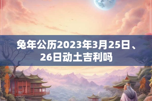 兔年公历2023年3月25日、26日动土吉利吗