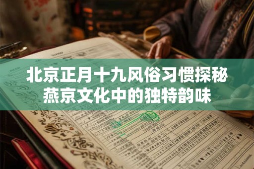 北京正月十九风俗习惯探秘燕京文化中的独特韵味