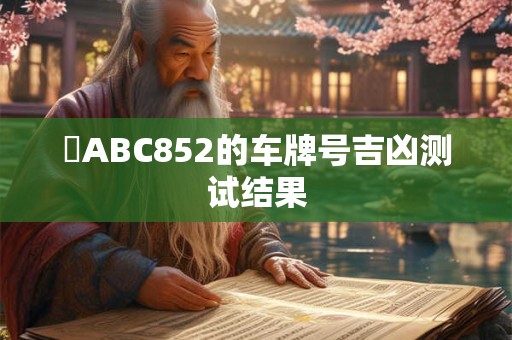 粵ABC852的车牌号吉凶测试结果