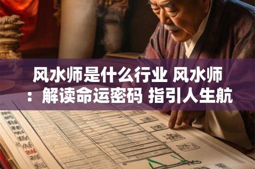 风水师是什么行业 风水师：解读命运密码 指引人生航向