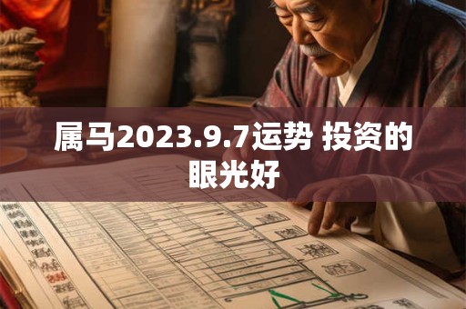 属马2023.9.7运势 投资的眼光好