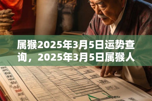 属猴2026年3月5日运势查询，2026年3月5日属猴人运势好吗？