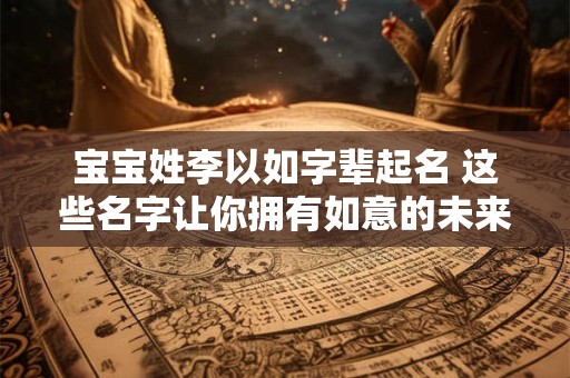 宝宝姓李以如字辈起名 这些名字让你拥有如意的未来！