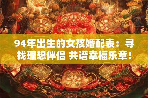 94年出生的女孩婚配表：寻找理想伴侣 共谱幸福乐章！