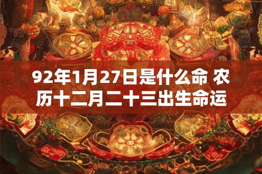 92年1月27日是什么命 农历十二月二十三出生命运