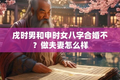 戌时男和申时女八字合婚不？做夫妻怎么样