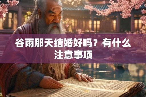 谷雨那天结婚好吗？有什么注意事项