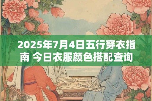 2025年7月4日五行穿衣指南 今日衣服颜色搭配查询