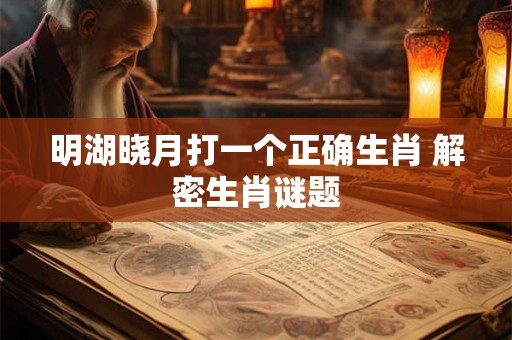 明湖晓月打一个正确生肖 解密生肖谜题