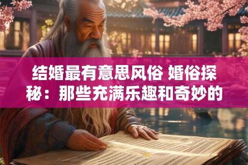 结婚最有意思风俗 婚俗探秘：那些充满乐趣和奇妙的结婚风俗