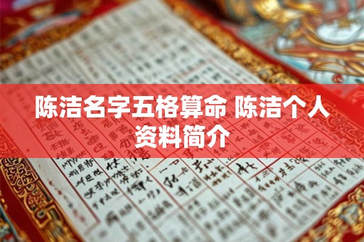 陈洁名字五格算命 陈洁个人资料简介