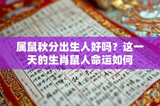 属鼠秋分出生人好吗?这一天的生肖鼠人命运如何 属鼠秋分出生人好吗?这一天的生肖鼠人命运如何