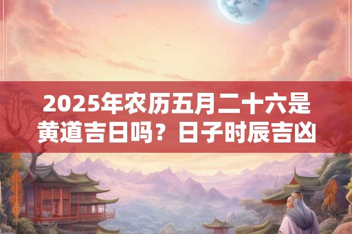 2025年农历五月二十六是黄道吉日吗？日子时辰吉凶？