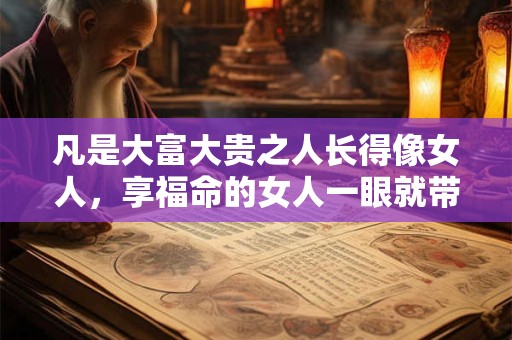 凡是大富大贵之人长得像女人，享福命的女人一眼就带福相
