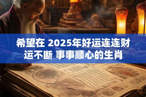 希望在 2025年好运连连财运不断 事事顺心的生肖 希望在 2025年好运连连财运不断 事事顺心的生肖