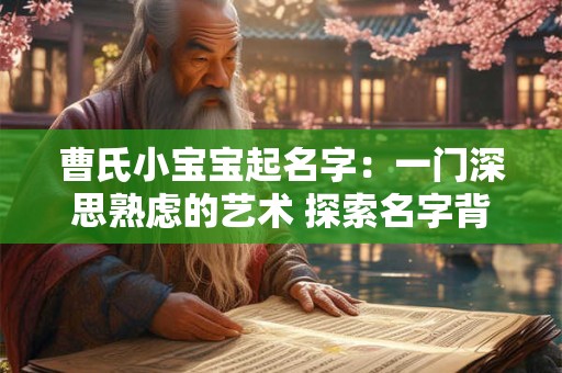 曹氏小宝宝起名字：一门深思熟虑的艺术 探索名字背后的故事