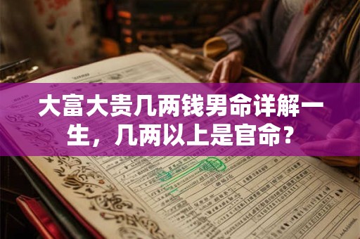 大富大贵几两钱男命详解一生，几两以上是官命？