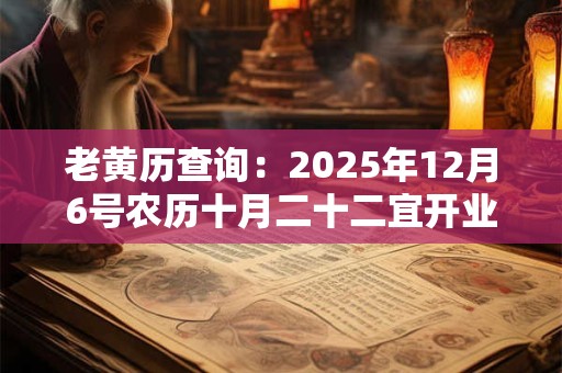 老黄历查询：2025年12月6号农历十月二十二宜开业吗