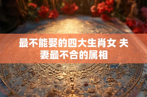 最不能娶的四大生肖女 夫妻最不合的属相
